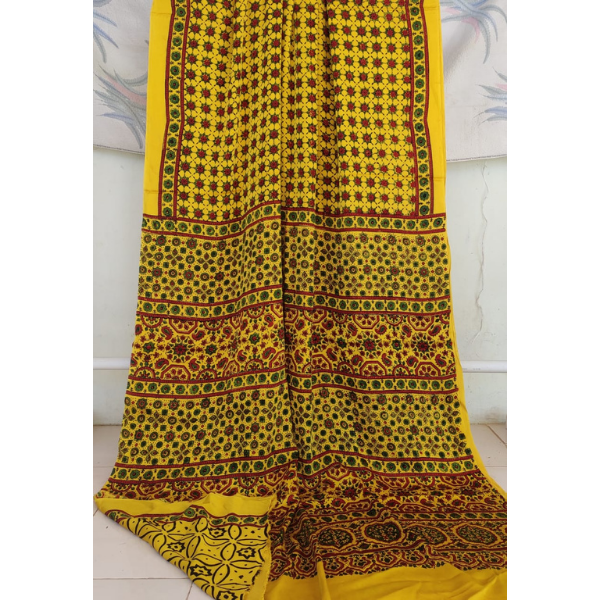 Ajrakh Block print Saree 
